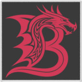 Dragon Styled Letter B, Dragon Alphabet, Monogram シール (正面)