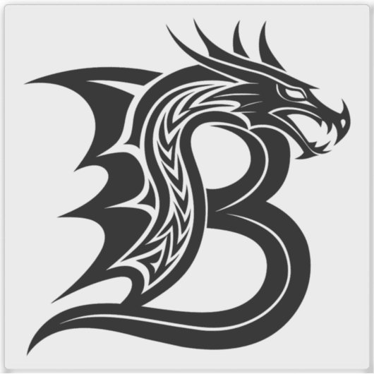 Dragon Styled Letter B, Dragon Alphabet, Monogram シール (正面)