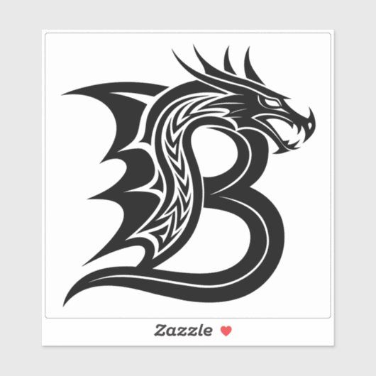 Dragon Styled Letter B, Dragon Alphabet, Monogram シール (シート)