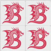 Dragon Styled Letter B, Dragon Alphabet, Monogram シール (正面)