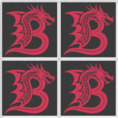 Dragon Styled Letter B, Dragon Alphabet, Monogram シール (正面)
