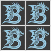 Dragon Styled Letter B, Dragon Alphabet, Monogram シール (正面)