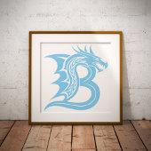 Dragon Styled Letter B, Dragon Alphabet, Monogram ポスター