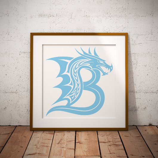 Dragon Styled Letter B, Dragon Alphabet, Monogram ポスター
