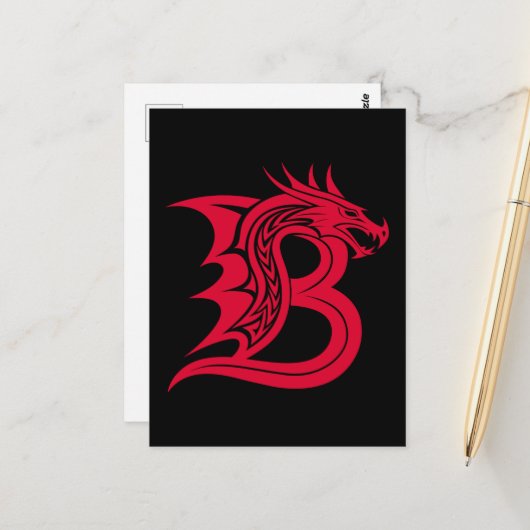 Dragon Styled Letter B, Dragon Alphabet, Monogram ポストカード (正面/裏面インサイチュ)