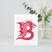 Dragon Styled Letter B, Dragon Alphabet, Monogram ポストカード (スタンド正面)