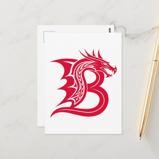Dragon Styled Letter B, Dragon Alphabet, Monogram ポストカード (正面/裏面インサイチュ)