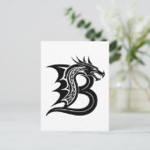 Dragon Styled Letter B, Dragon Alphabet, Monogram ポストカード (スタンド正面)