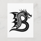 Dragon Styled Letter B, Dragon Alphabet, Monogram ポストカード (正面)