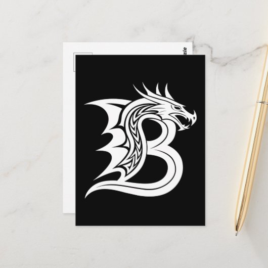 Dragon Styled Letter B, Dragon Alphabet, Monogram ポストカード (正面/裏面インサイチュ)