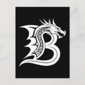 Dragon Styled Letter B, Dragon Alphabet, Monogram ポストカード (正面)