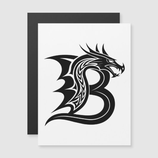 Dragon Styled Letter B, Dragon Alphabet, Monogram マグネット招待状 (正面/裏面)