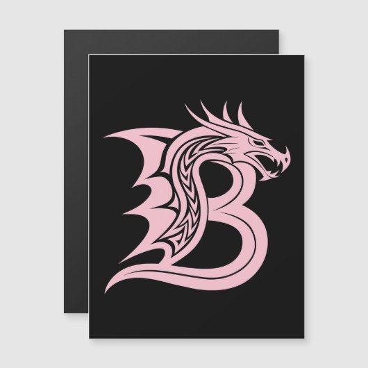 Dragon Styled Letter B, Dragon Alphabet, Monogram マグネット招待状 (正面/裏面)