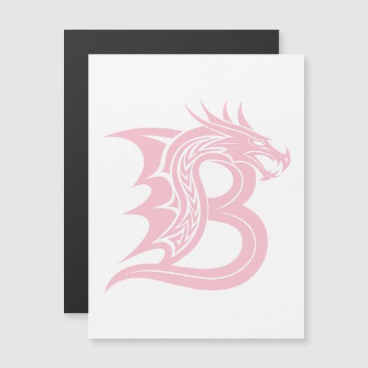 Dragon Styled Letter B, Dragon Alphabet, Monogram マグネット招待状 (正面/裏面)