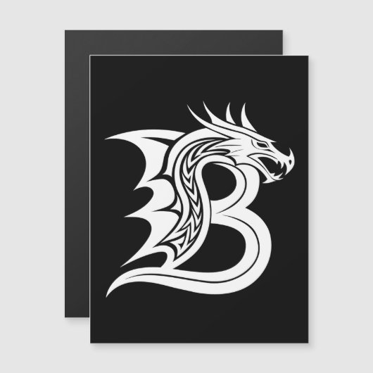 Dragon Styled Letter B, Dragon Alphabet, Monogram マグネット招待状 (正面/裏面)
