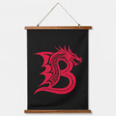 Dragon Styled Letter B, Dragon Alphabet, Monogram 吊り下げ型タペストリー (正面)