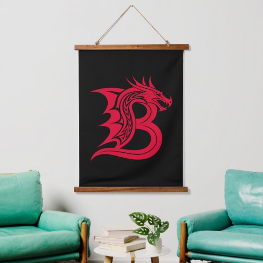 Dragon Styled Letter B, Dragon Alphabet, Monogram 吊り下げ型タペストリー (リビング)