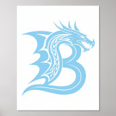 Dragon Styled Letter B, Dragon Alphabet, Monogram 箔ポスター (正面)