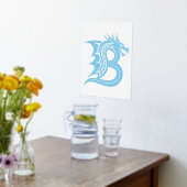Dragon Styled Letter B, Dragon Alphabet, Monogram 箔ポスター (レイダウン (キッチン))