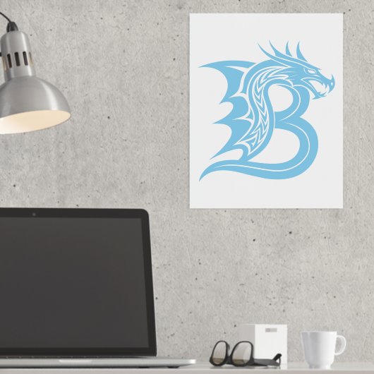 Dragon Styled Letter B, Dragon Alphabet, Monogram 箔ポスター (インサイチュ (デスク))