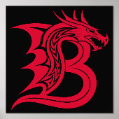 Dragon Styled Letter B, Dragon Alphabet, Monogram 箔ポスター (正面)