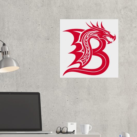 Dragon Styled Letter B, Dragon Alphabet, Monogram 箔ポスター (インサイチュ (デスク2))
