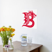 Dragon Styled Letter B, Dragon Alphabet, Monogram 箔ポスター (レイダウン (キッチン))