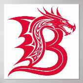 Dragon Styled Letter B, Dragon Alphabet, Monogram 箔ポスター (正面)