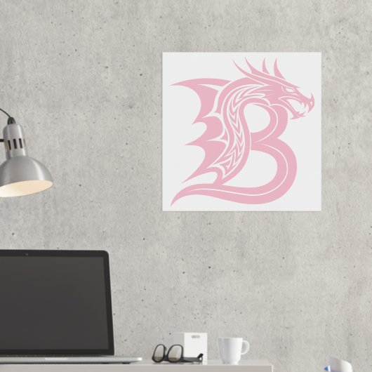 Dragon Styled Letter B, Dragon Alphabet, Monogram 箔ポスター (インサイチュ (デスク2))