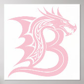 Dragon Styled Letter B, Dragon Alphabet, Monogram 箔ポスター (正面)