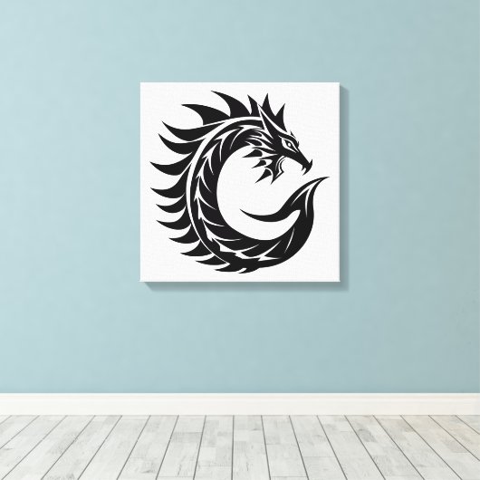 Dragon Styled Letter C, Dragon Alphabet, Monogram キャンバスプリント (インサイチュ (ウッドフロア))
