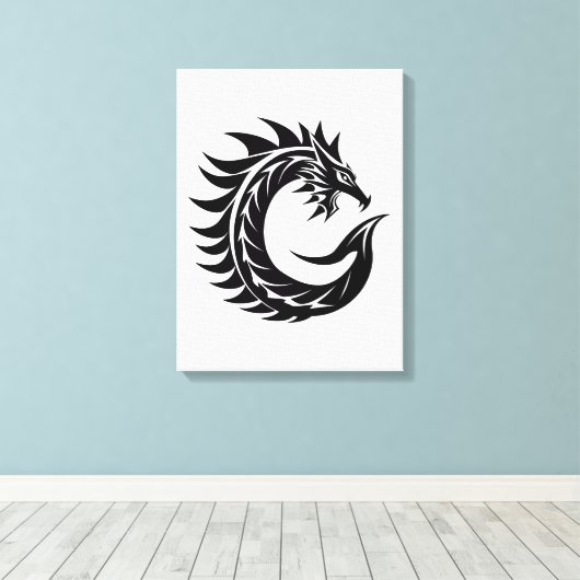 Dragon Styled Letter C, Dragon Alphabet, Monogram キャンバスプリント (インサイチュ (ウッドフロア))