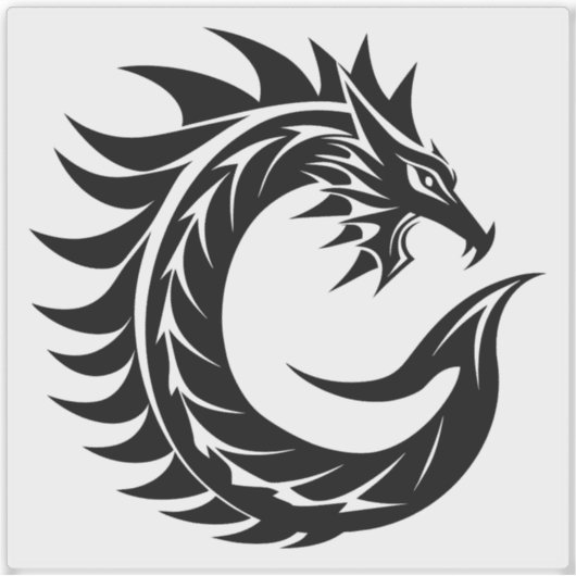 Dragon Styled Letter C, Dragon Alphabet, Monogram シール (正面)