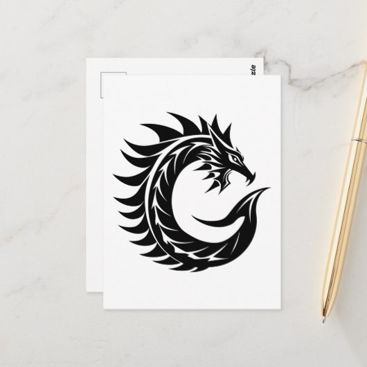 Dragon Styled Letter C, Dragon Alphabet, Monogram ポストカード (正面/裏面インサイチュ)