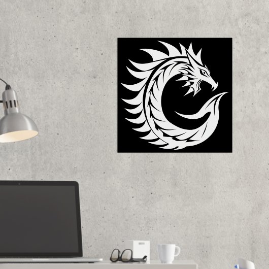 Dragon Styled Letter C, Dragon Alphabet, Monogram 箔ポスター (インサイチュ (デスク2))