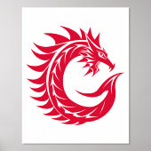 Dragon Styled Letter C, Dragon Alphabet, Monogram 箔ポスター (正面)