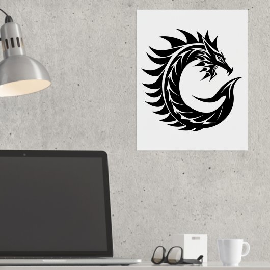 Dragon Styled Letter C, Dragon Alphabet, Monogram 箔ポスター (インサイチュ (デスク))