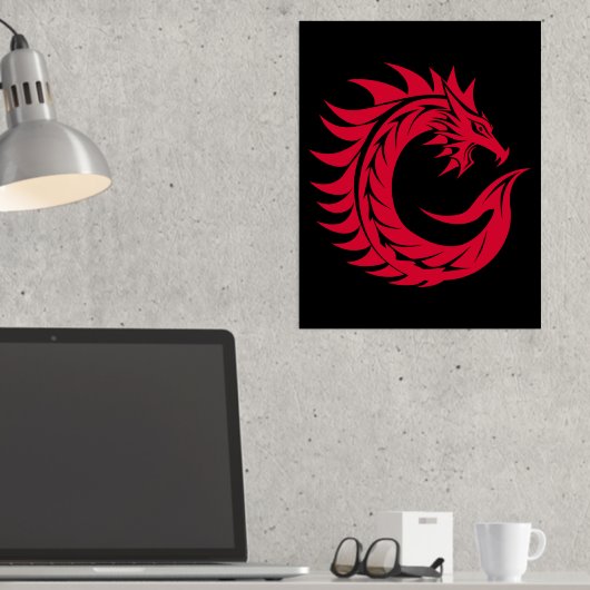 Dragon Styled Letter C, Dragon Alphabet, Monogram 箔ポスター (インサイチュ (デスク))