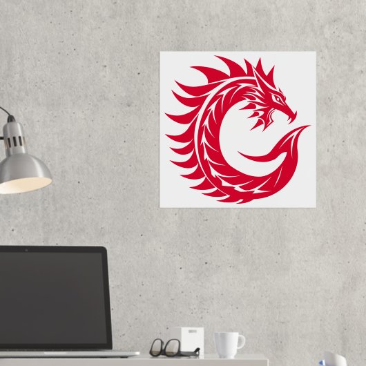 Dragon Styled Letter C, Dragon Alphabet, Monogram 箔ポスター (インサイチュ (デスク2))