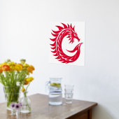 Dragon Styled Letter C, Dragon Alphabet, Monogram 箔ポスター (レイダウン (キッチン))