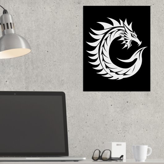Dragon Styled Letter C, Dragon Alphabet, Monogram 箔ポスター (インサイチュ (デスク))