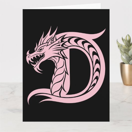 Dragon Styled Letter D, Dragon Alphabet, Monogram カード (小さな植物)