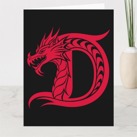 Dragon Styled Letter D, Dragon Alphabet, Monogram カード (正面)