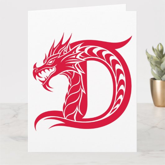 Dragon Styled Letter D, Dragon Alphabet, Monogram カード (小さな植物)
