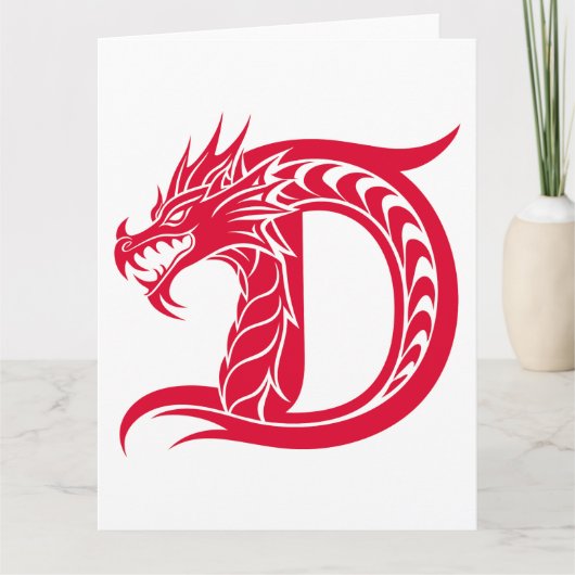 Dragon Styled Letter D, Dragon Alphabet, Monogram カード (正面)