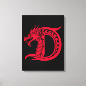 Dragon Styled Letter D, Dragon Alphabet, Monogram キャンバスプリント (正面)