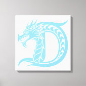 Dragon Styled Letter D, Dragon Alphabet, Monogram キャンバスプリント (正面)