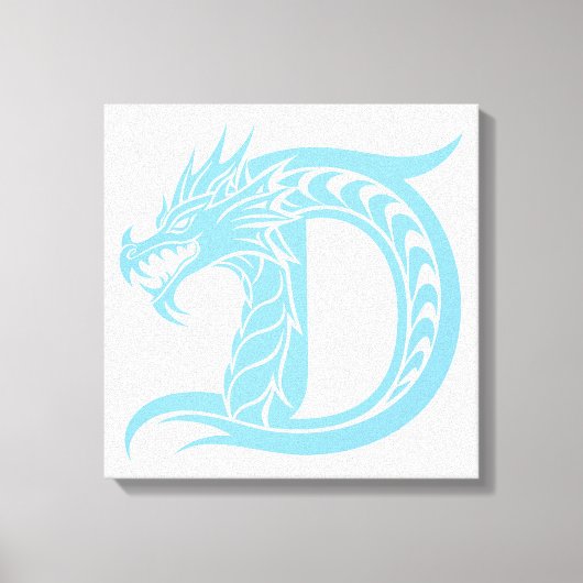 Dragon Styled Letter D, Dragon Alphabet, Monogram キャンバスプリント (正面)