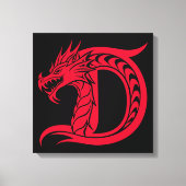 Dragon Styled Letter D, Dragon Alphabet, Monogram キャンバスプリント (正面)
