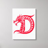 Dragon Styled Letter D, Dragon Alphabet, Monogram キャンバスプリント (正面)